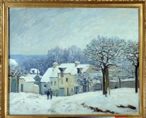La place du Kennel in Marly, sneeuw effect. Schilderij door Alfred Sisley (1839-1899) 1876 door Alfred Sisley