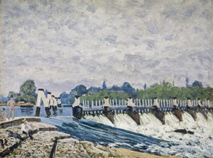 Molesey Weir, Hampton Court door Alfred Sisley
