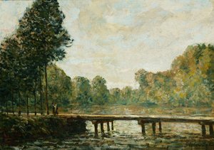 Klein bruggetje over de Orvanne, 1890 door Alfred Sisley