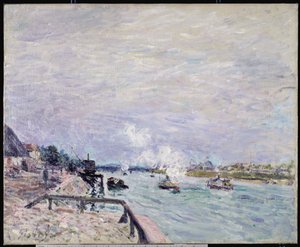 De Seine bij Grenelle, nat weer, 1878 door Alfred Sisley