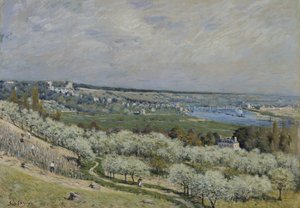 Het terras in Saint-Germain, lente door Alfred Sisley