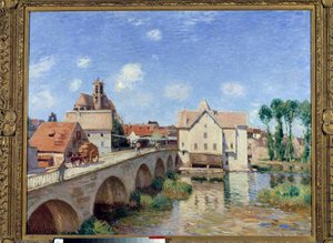 De brug van Moret in 1893. Schilderij door Alfred Sisley (1839-1899) 1893. 0,73 x 0,92 m. Parijs, Musee d