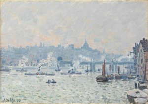Uitzicht op de Theems: Charing Cross Bridge, 1874 door Alfred Sisley