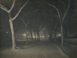 Een ijzige nacht, New York door Alfred Stieglitz