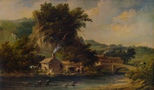 Scène in Dovedale, Derbyshire door Alfred Vickers