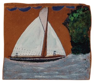 Zeilboot met bruine lucht