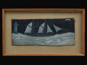 Trawler voor de kust van Cornwall, ca. 1930 door Alfred Wallis