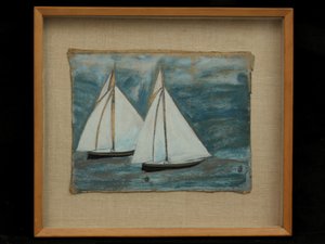 Twee Zeilboten, ca. 1930 door Alfred Wallis