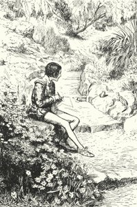 De Franse pottenbakker Bernard Palissy kijkt als jongen naar hagedissen in de tuin door Alfred Wallis Mills