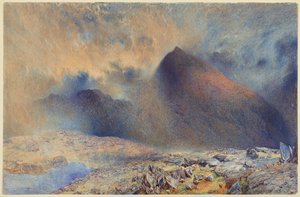 Mount Snowdon door opklarende wolken
