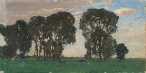 Langenpreising, weide met grote bomen