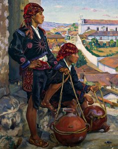 Waterdragers, Chichicastenango door Alfredo Gálvez Suárez