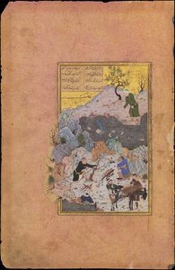 De anekdote van de man die in het water viel, Folio 44r uit een... gedateerd A.H. 892A.D. 1487 door Ali Mashhadi