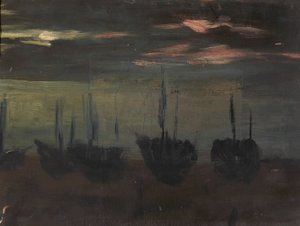 Schepen in Maanlicht door Alice Pike Barney