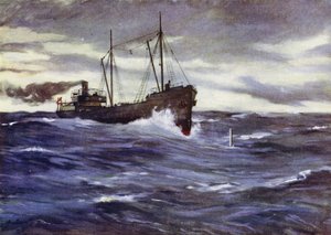 De collier Thordis op het punt een Duitse onderzeeër te rammen door Allan (after) Stewart