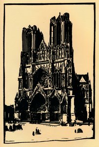 Kathedraal van Reims, 1914, 1918 door Allan Douglass Mainds