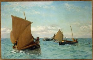 Luggers die aanmeren, 1886