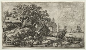 Acht Landschappen (H.57-64): Landschap met Twee Lege Boten door Allart van Everdingen