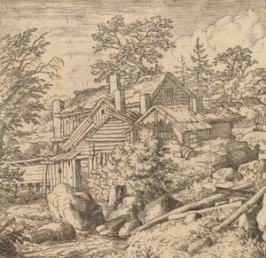 Hamlet op een berghelling door Allart van Everdingen