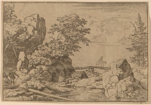 Ruiter op een Brug, waarschijnlijk ca. 1645-1656 door Allart van Everdingen