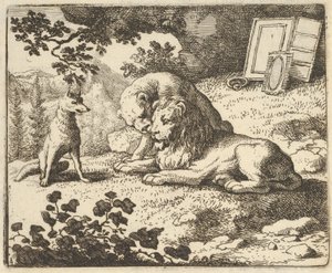 Renard Liegt dat hij de Ram Verschillende Kostbare Objecten Gaf die voor de Leeuw Waren..., 1650-75 door Allart van Everdingen