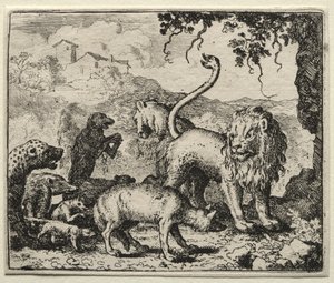 Reinaert de Vos: Eerste Klacht van de Wolf door Allart van Everdingen
