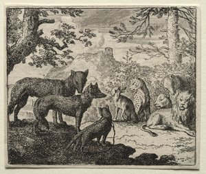 Reinaert de Vos: De Familie van Reinaert Verlaat het Hof door Allart van Everdingen