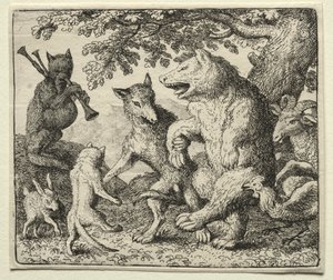 Reinaert de Vos: De Wolf en de Beer Vieren Hun Vrijheid door Allart van Everdingen