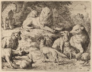 De dieren presenteren hun aanklachten tegen Reinaert door Allart van Everdingen