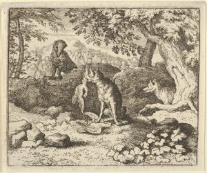 De das haast zich om Renard te waarschuwen voor de bedoeling van de leeuw door Allart van Everdingen