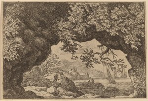 Uitzicht door een doorboorde rots, waarschijnlijk ca. 1645-1656