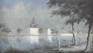 De gracht bij Mandalay bij maanlicht, 1924 door Alma Claude Burlton Cull