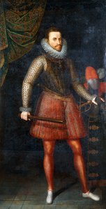 Portret van Aartshertog Albert, staand in volle lengte met een staf, 1593 door Alonso Sánchez Coello