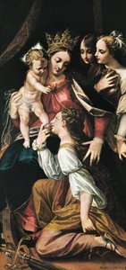 Het mystieke huwelijk van Sint-Catharina door Alonso Sánchez Coello