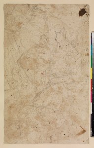 Figurenstudies met een knielende vrouw in profiel, verso, 17e eeuw