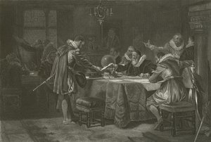 Henry Hudson ontvangt zijn opdracht van de Nederlandse Oost-Indische Compagnie, 1609 door Alonzo Chappel
