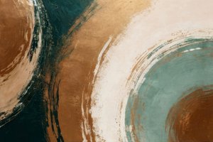 Abstracte blauwgroene en gouden krullen