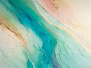 Vloeiend blauwgroen en goud, abstract