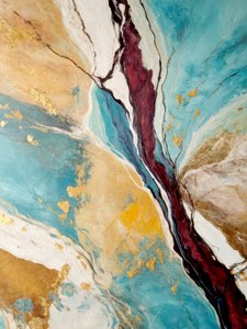 Abstracte afbeelding van blauwgroen en goudkleurig marmer