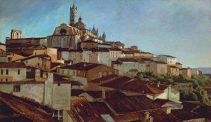 Siena, door Alfonso Hollaender, olieverf op doek op karton, 31x51,5 cm door Alphons Hollaender
