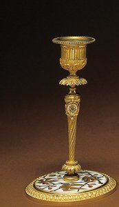Kandelaar, van een Napoleon III vierdelige bureauset, marqueterie door Duvinage en Harinckouk, c.1877 door Alphonse Gustave Giroux