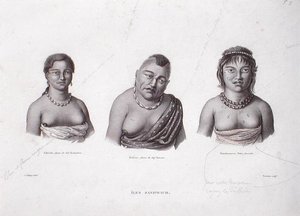 Vrouwen van de Hawaiiaanse hoofden van de Sandwich-eilanden, c.1824 door Alphonse (after) Pellion
