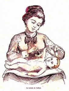 De Toilette van het Kind - Het Normale Leven & Gezondheid door J. Rengade. Tekening door A. Demarle 1881 door Alphonse Demarle