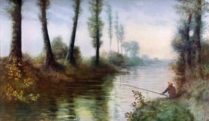 Een kanaal met een visser, ca. 1857-1911