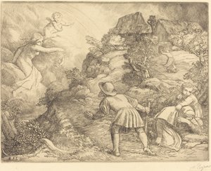 Allegorie van de Boer en Fortuna Le paysan et la fortune: Sujet allegorique door Alphonse Legros