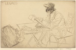 Alphonse Legros aan het schetsen door Alphonse Legros