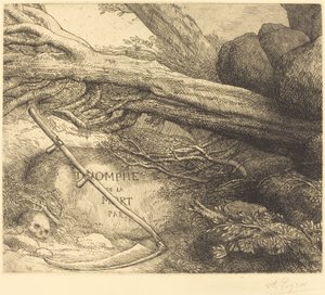 Lawine: Frontispice voor Triomf van de Dood door Alphonse Legros