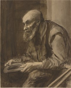 Bedelaar met krukken door Alphonse Legros