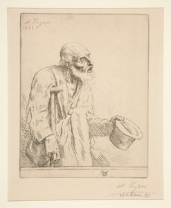 Bedelaar met krukken door Alphonse Legros