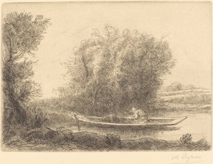 Bocht in de rivier (Un coin de rivière) door Alphonse Legros